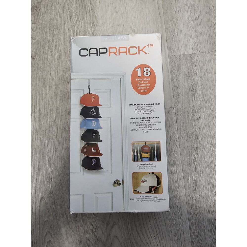 Perfect CuRVe Cap Rack Hat Storage Black/Silver Over The Door 12205